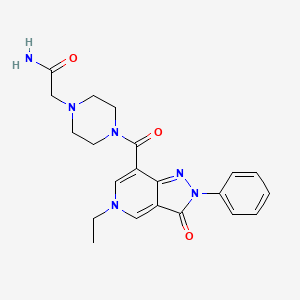 molecular formula C21H24N6O3 B2730240 2-(4-(5-乙基-3-氧代-2-苯基-3,5-二氢-2H-嘧啶并[4,3-c]吡啶-7-甲酰)-哌嗪-1-基)乙酰胺 CAS No. 1040649-09-9