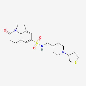molecular formula C21H29N3O3S2 B2730244 4-氧代-N-((1-(四氢噻吩-3-基)哌啶-4-基)甲基)-2,4,5,6-四氢-1H-吡咯并[3,2,1-ij]喹啉-8-磺酰胺 CAS No. 2034583-67-8