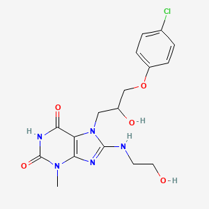 molecular formula C17H20ClN5O5 B2730250 7-(3-(4-chlorophenoxy)-2-hydroxypropyl)-8-((2-hydroxyethyl)amino)-3-methyl-1H-purine-2,6(3H,7H)-dione CAS No. 331675-17-3