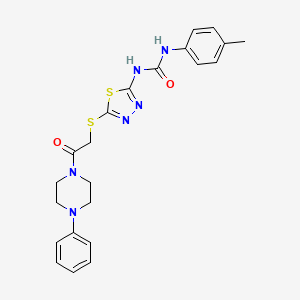 molecular formula C22H24N6O2S2 B2730251 1-(5-((2-Oxo-2-(4-phenylpiperazin-1-yl)ethyl)thio)-1,3,4-thiadiazol-2-yl)-3-(p-tolyl)urea CAS No. 898435-99-9
