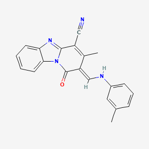(2E)-3-methyl-2-[(3-methylanilino)methylidene]-1-oxopyrido[1,2-a]benzimidazole-4-carbonitrile