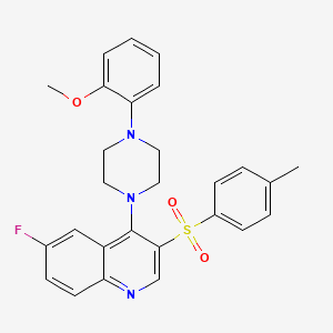molecular formula C27H26FN3O3S B2730255 6-氟-4-(4-(2-甲氧基苯基)哌嗪-1-基)-3-(4-甲基苯基磺酰基)喹啉 CAS No. 866846-26-6