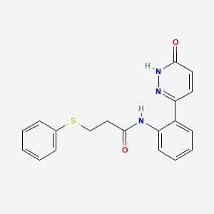 molecular formula C19H17N3O2S B2730275 N-(2-(6-oxo-1,6-dihydropyridazin-3-yl)phenyl)-3-(phenylthio)propanamide CAS No. 1428364-92-4