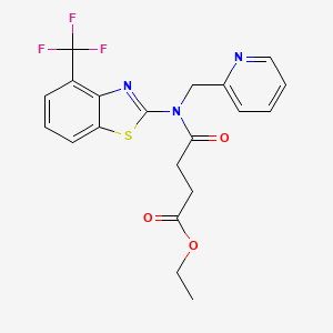 molecular formula C20H18F3N3O3S B2730280 Ethyl 4-oxo-4-((pyridin-2-ylmethyl)(4-(trifluoromethyl)benzo[d]thiazol-2-yl)amino)butanoate CAS No. 1396773-59-3