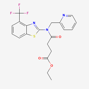 molecular formula C20H18F3N3O3S B2730280 乙酸-4-氧代-4-((吡啶-2-基甲基)(4-(三氟甲基)苯并[d]噻唑-2-基)氨基)丁酸酯 CAS No. 1396773-59-3