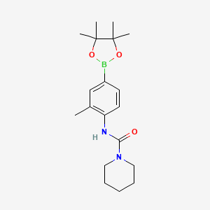 molecular formula C19H29BN2O3 B2730282 N-(2-甲基-4-(4,4,5,5-四甲基-1,3,2-二氧杂硼杂环戊-2-基)苯基)哌啶-1-甲酰胺 CAS No. 2246754-80-1