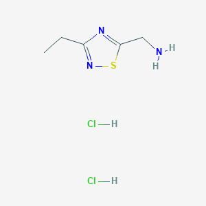 molecular formula C5H11Cl2N3S B2730292 (3-乙基-1,2,4-噻二唑-5-基)甲胺;二盐酸盐 CAS No. 2580236-29-7