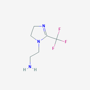 molecular formula C6H10F3N3 B2730295 2-[2-(三氟甲基)-4,5-二氢咪唑-1-基]乙胺 CAS No. 1638434-67-9
