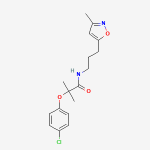 2-(4-chlorophenoxy)-2-methyl-N-(3-(3-methylisoxazol-5-yl)propyl)propanamide