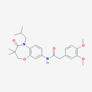molecular formula C25H32N2O5 B2730313 2-(3,4-dimethoxyphenyl)-N-(5-isobutyl-3,3-dimethyl-4-oxo-2,3,4,5-tetrahydrobenzo[b][1,4]oxazepin-8-yl)acetamide CAS No. 921582-76-5