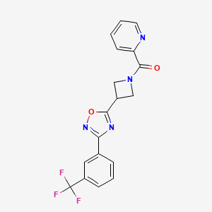 molecular formula C18H13F3N4O2 B2730323 吡啶-2-基(3-(3-(3-(三氟甲基)苯基)-1,2,4-噁二唑-5-基)氮杂环丁烷-1-基)甲酮 CAS No. 1428347-91-4