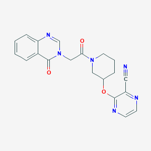molecular formula C20H18N6O3 B2730324 3-((1-(2-(4-oxoquinazolin-3(4H)-yl)acetyl)piperidin-3-yl)oxy)pyrazine-2-carbonitrile CAS No. 2034449-07-3