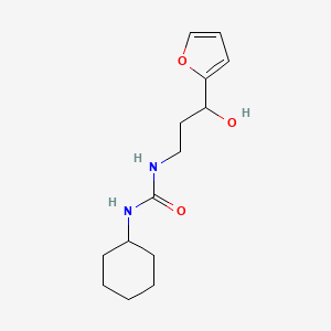 molecular formula C14H22N2O3 B2730327 1-Cyclohexyl-3-(3-(furan-2-yl)-3-hydroxypropyl)urea CAS No. 1421453-68-0