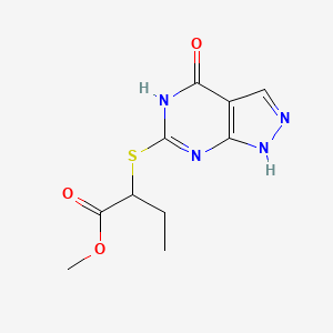 molecular formula C10H12N4O3S B2730335 甲基 2-((4-氧代-4,5-二氢-1H-吡唑并[3,4-d]嘧啶-6-基)硫基)丁酸酯 CAS No. 894049-98-0