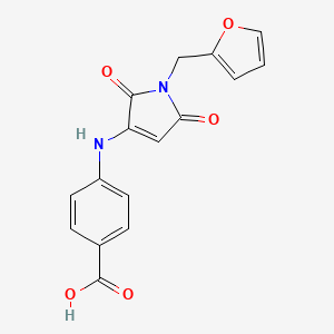 molecular formula C16H12N2O5 B2730338 4-((1-(furan-2-ylmethyl)-2,5-dioxo-2,5-dihydro-1H-pyrrol-3-yl)amino)benzoic acid CAS No. 921450-70-6