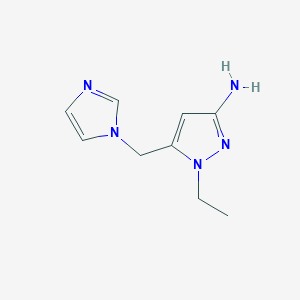 molecular formula C9H13N5 B2730342 1-ethyl-5-(1H-imidazol-1-ylmethyl)-1H-pyrazol-3-amine CAS No. 1856069-29-8