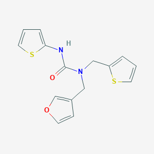 molecular formula C15H14N2O2S2 B2730350 1-(Furan-3-ylmethyl)-3-(thiophen-2-yl)-1-(thiophen-2-ylmethyl)urea CAS No. 1421456-76-9