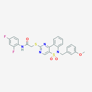 molecular formula C26H20F2N4O4S2 B2730351 N-(2,4-二氟苯基)-2-{[6-(3-甲氧基苯甲基)-5,5-二氧代-6H-吡咯并[5,4-c][2,1]苯并噻嗪-2-基]硫基}乙酰胺 CAS No. 899548-03-9