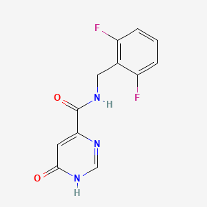 molecular formula C12H9F2N3O2 B2730365 N-(2,6-二氟苄基)-6-羟基嘧啶-4-甲酸酰胺 CAS No. 2034226-74-7