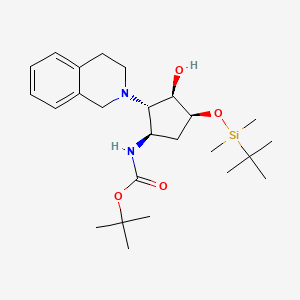 molecular formula C25H42N2O4Si B2730367 Tert-butyl N-[(1R,2S,3R,4S)-4-[tert-butyl(dimethyl)silyl]oxy-2-(3,4-dihydro-1H-isoquinolin-2-yl)-3-hydroxycyclopentyl]carbamate CAS No. 2445750-11-6