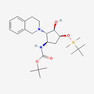 molecular formula C25H42N2O4Si B2730367 叔丁基 N-[(1R,2S,3R,4S)-4-[叔丁基(二甲基)硅基氧基-2-(3,4-二氢-1H-异喹啉-2-基)-3-羟基环戊基]氨基]碳酸酯 CAS No. 2445750-11-6