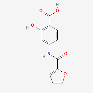 molecular formula C12H9NO5 B2730378 4-[(Furan-2-carbonyl)-amino]-2-hydroxy-benzoic acid CAS No. 887686-10-4
