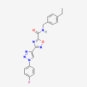 molecular formula C20H17FN6O2 B2730380 N~5~-(4-ethylbenzyl)-3-[1-(4-fluorophenyl)-1H-1,2,3-triazol-4-yl]-1,2,4-oxadiazole-5-carboxamide CAS No. 1251697-56-9