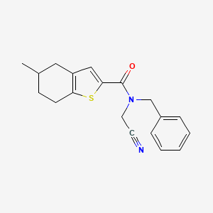 molecular formula C19H20N2OS B2730385 N-Benzyl-N-(cyanomethyl)-5-methyl-4,5,6,7-tetrahydro-1-benzothiophene-2-carboxamide CAS No. 1333554-82-7