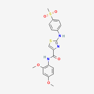 molecular formula C19H19N3O5S2 B2730389 N-(2,4-二甲氧基苯基)-2-((4-(甲磺基)苯基)氨基)噻唑-4-甲酰胺 CAS No. 1170979-32-4