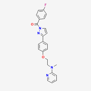 molecular formula C24H21FN4O2 B2730391 (4-氟苯基)[3-(4-{2-[甲基(2-吡啶基)氨基]乙氧基}苯基)-1H-噁二唑-1-基]甲酮 CAS No. 955976-52-0