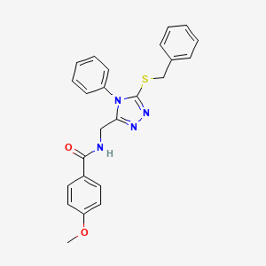 molecular formula C24H22N4O2S B2730394 N-[(5-benzylsulfanyl-4-phenyl-1,2,4-triazol-3-yl)methyl]-4-methoxybenzamide CAS No. 476431-50-2