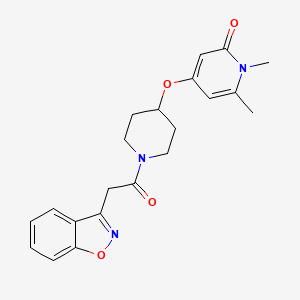 molecular formula C21H23N3O4 B2730396 4-((1-(2-(benzo[d]isoxazol-3-yl)acetyl)piperidin-4-yl)oxy)-1,6-dimethylpyridin-2(1H)-one CAS No. 1904215-85-5