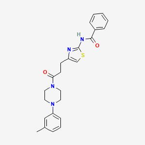 molecular formula C24H26N4O2S B2730403 N-(4-(3-氧代-3-(4-(间甲苯基)哌嗪-1-基)丙基)噻唑-2-基)苯甲酰胺 CAS No. 1021266-69-2
