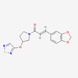 molecular formula C16H15N3O4S B2730407 (2E)-3-(2H-1,3-benzodioxol-5-yl)-1-[3-(1,2,5-thiadiazol-3-yloxy)pyrrolidin-1-yl]prop-2-en-1-one CAS No. 2097939-78-9