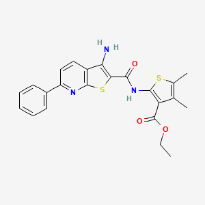 molecular formula C23H21N3O3S2 B2730415 乙酸2-(3-氨基-6-苯基噻吩[2,3-b]吡啶-2-羧胺基)-4,5-二甲基噻吩-3-羧酯 CAS No. 923202-74-8