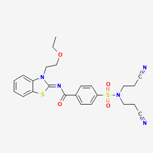 molecular formula C24H25N5O4S2 B2730416 (Z)-4-(N,N-bis(2-cyanoethyl)sulfamoyl)-N-(3-(2-ethoxyethyl)benzo[d]thiazol-2(3H)-ylidene)benzamide CAS No. 865162-37-4
