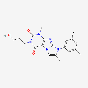 molecular formula C20H23N5O3 B2730421 8-(3,5-dimethylphenyl)-3-(3-hydroxypropyl)-1,7-dimethyl-1H-imidazo[2,1-f]purine-2,4(3H,8H)-dione CAS No. 896843-49-5