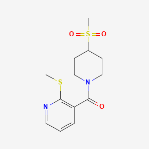 molecular formula C13H18N2O3S2 B2730424 (4-(Methylsulfonyl)piperidin-1-yl)(2-(methylthio)pyridin-3-yl)methanone CAS No. 1798487-67-8
