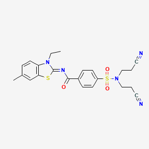 molecular formula C23H23N5O3S2 B2730425 (E)-4-(N,N-bis(2-cyanoethyl)sulfamoyl)-N-(3-ethyl-6-methylbenzo[d]thiazol-2(3H)-ylidene)benzamide CAS No. 850909-03-4