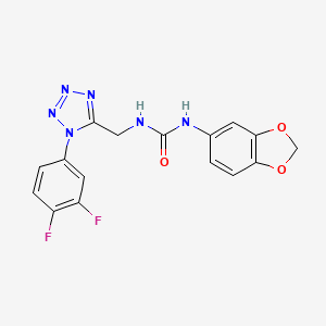 molecular formula C16H12F2N6O3 B2730428 1-(苯并[d][1,3]二噁杂环-5-基)-3-((1-(3,4-二氟苯基)-1H-四唑-5-基)甲基)脲 CAS No. 941923-14-4