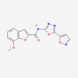 molecular formula C15H10N4O5 B2730434 N-(5-(异噁唑-5-基)-1,3,4-噁二唑-2-基)-7-甲氧基苯并呋-2-羧酰胺 CAS No. 946281-83-0