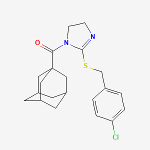 molecular formula C21H25ClN2OS B2730438 1-Adamantyl-[2-[(4-chlorophenyl)methylsulfanyl]-4,5-dihydroimidazol-1-yl]methanone CAS No. 851801-50-8