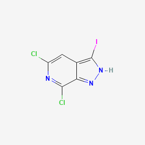 molecular formula C6H2Cl2IN3 B2730443 5,7-二氯-3-碘-1H-吡唑并[3,4-c]吡啶 CAS No. 1934666-20-2