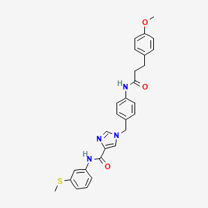 B2730444 1-(4-(3-(4-methoxyphenyl)propanamido)benzyl)-N-(3-(methylthio)phenyl)-1H-imidazole-4-carboxamide CAS No. 1251571-93-3