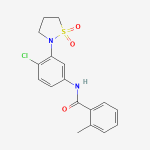 molecular formula C17H17ClN2O3S B2730447 N-(4-chloro-3-(1,1-dioxidoisothiazolidin-2-yl)phenyl)-2-methylbenzamide CAS No. 941932-80-5