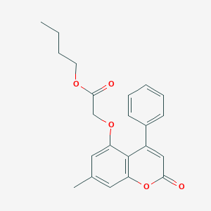 molecular formula C22H22O5 B2730449 丁基[(7-甲基-2-氧代-4-苯基-2H-咯色酮-5-基)氧基]酯 CAS No. 307548-16-9
