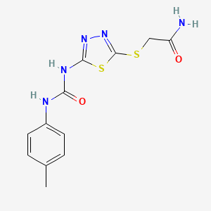 molecular formula C12H13N5O2S2 B2730453 2-((5-(3-(p-Tolyl)ureido)-1,3,4-thiadiazol-2-yl)thio)acetamide CAS No. 898436-01-6
