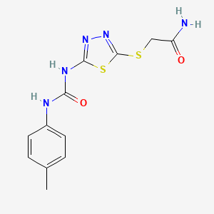 molecular formula C12H13N5O2S2 B2730453 2-((5-(3-(对甲苯基)脲基)-1,3,4-噻二唑-2-基)硫基)乙酰胺 CAS No. 898436-01-6