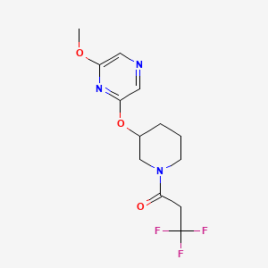 molecular formula C13H16F3N3O3 B2730464 3,3,3-Trifluoro-1-(3-((6-methoxypyrazin-2-yl)oxy)piperidin-1-yl)propan-1-one CAS No. 2034581-44-5