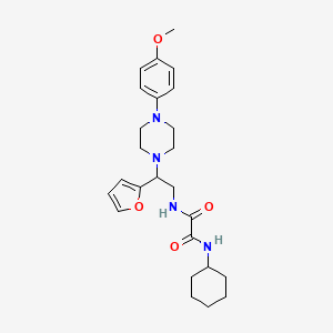 molecular formula C25H34N4O4 B2730469 N1-cyclohexyl-N2-(2-(furan-2-yl)-2-(4-(4-methoxyphenyl)piperazin-1-yl)ethyl)oxalamide CAS No. 877633-62-0